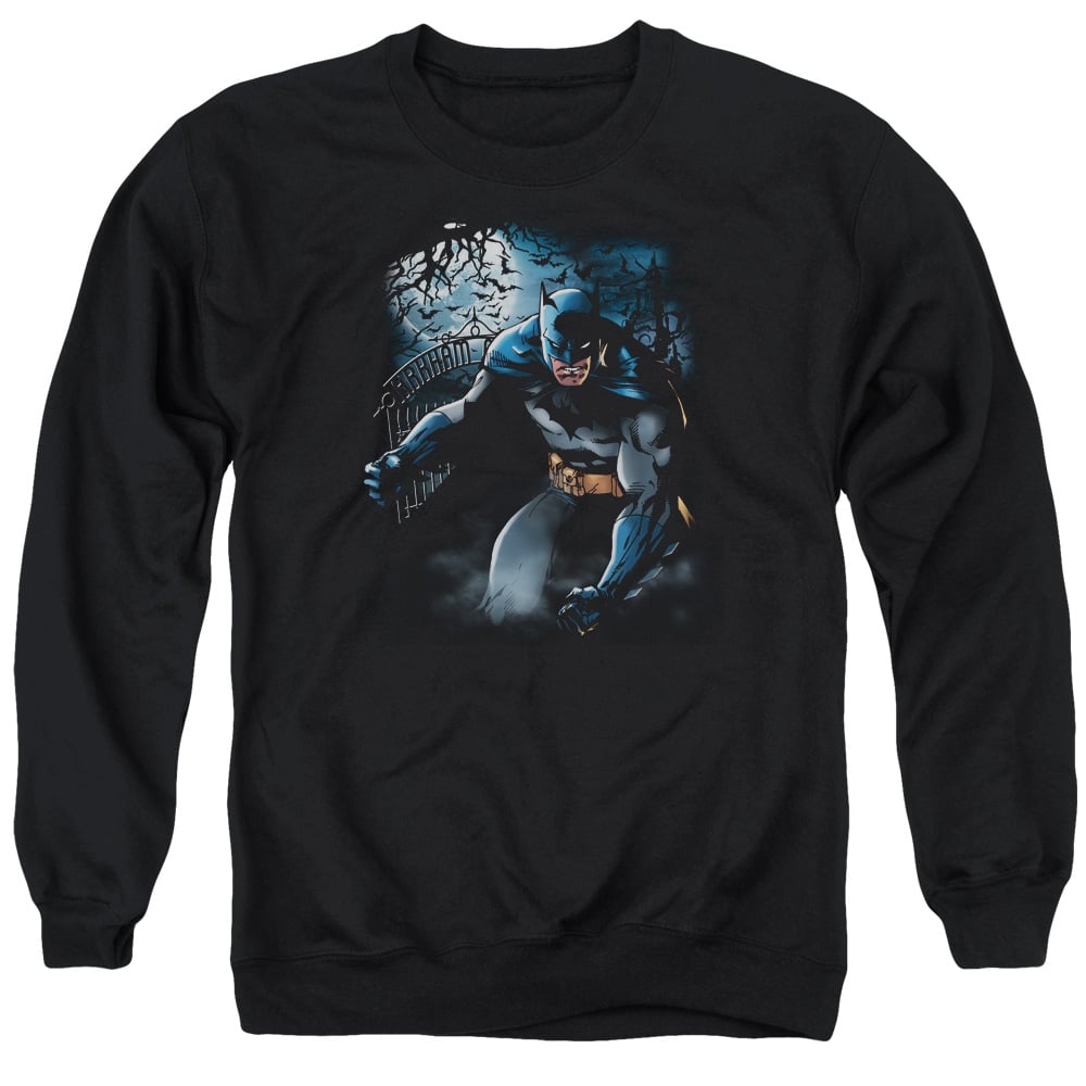 BM1886-AS-5 Batman & Light of the Moon Long Sleeve Adult Crewneck Sweatshirt, Black - 2X