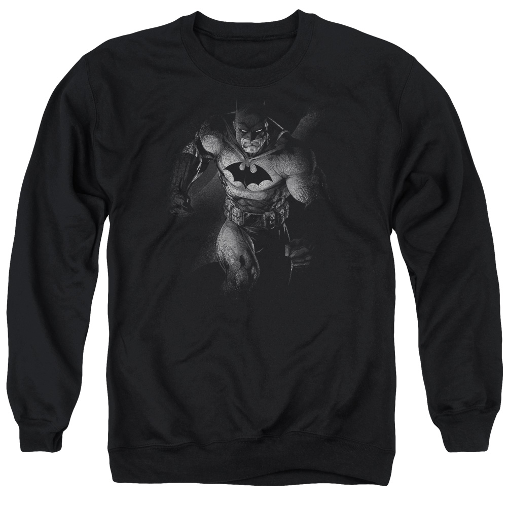 Batman & Materialized Long Sleeve Adult Crewneck Sweatshirt, Black - Extra Large