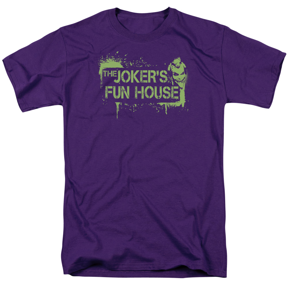 BM1986-AT-7 Arkham City & Jokers Fun House Short Sleeve Cotton Adult Regular Fit 18-1 T-Shirt, Purple - 4X