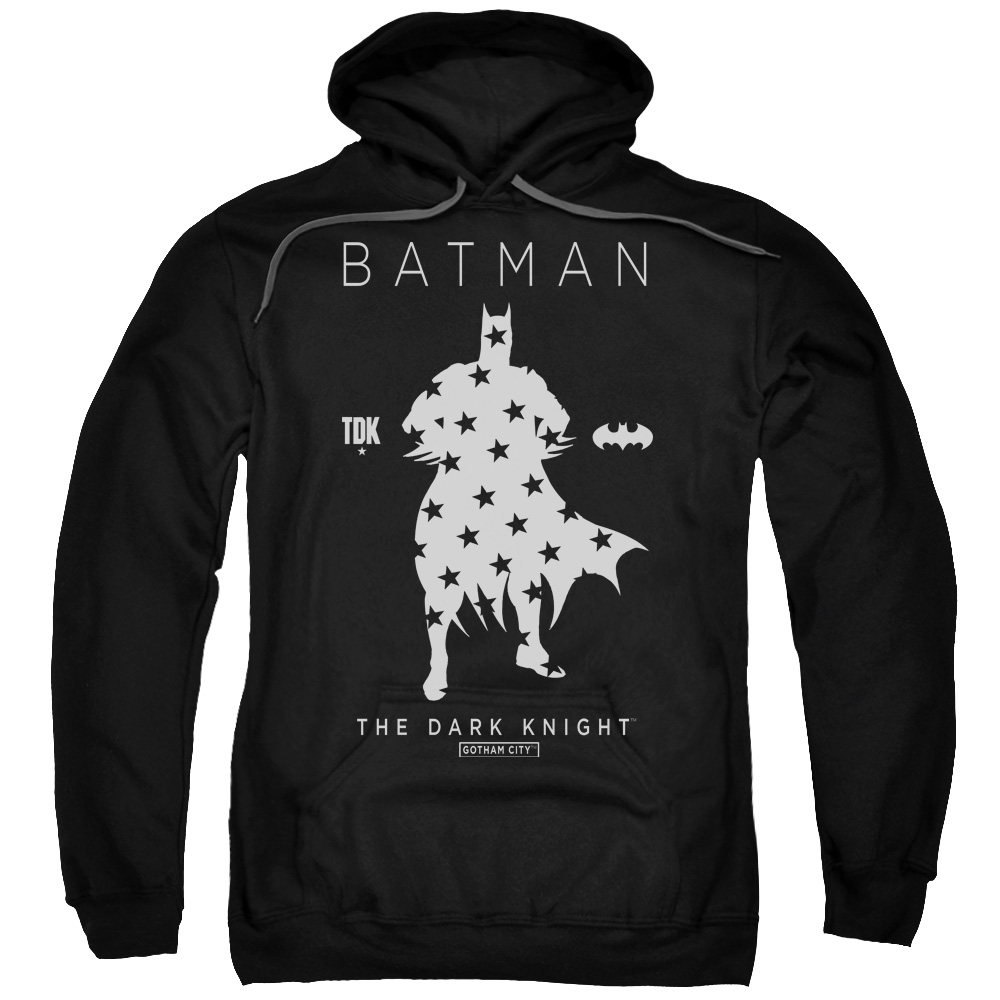 BM2619-AFTH-7 Batman & Star Silhouette Adult Pull-Over Hoodie, Black - 4X