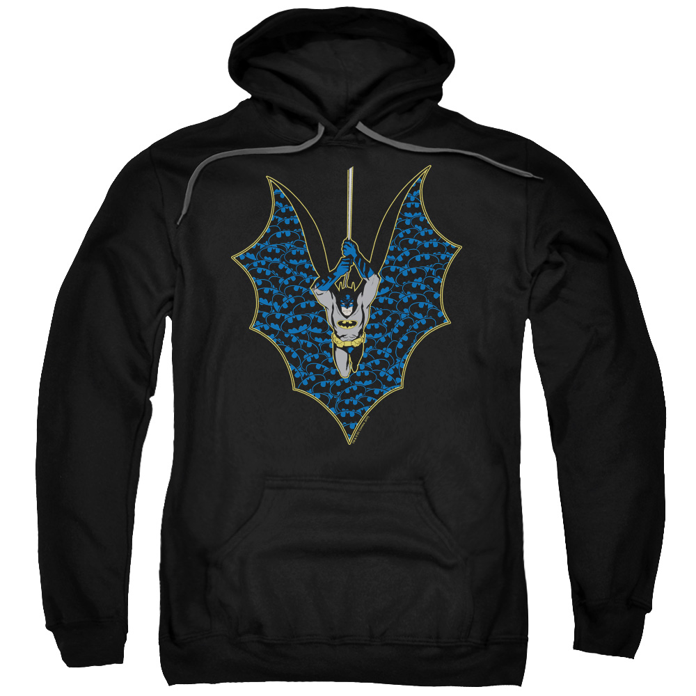 Batman & Bat Fill Adult Pull-Over Hoodie, Black - Large