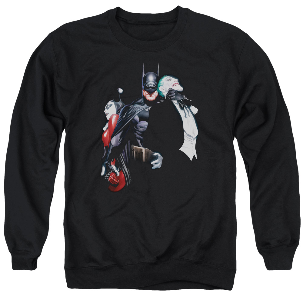 Batman & Joker Harley Choke Long Sleeve Adult Crewneck Sweatshirt, Black - Small