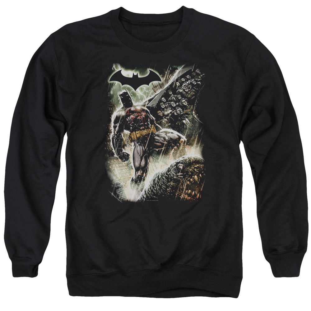 Batman & Family Long Sleeve Adult Crewneck Sweatshirt, Black - Medium