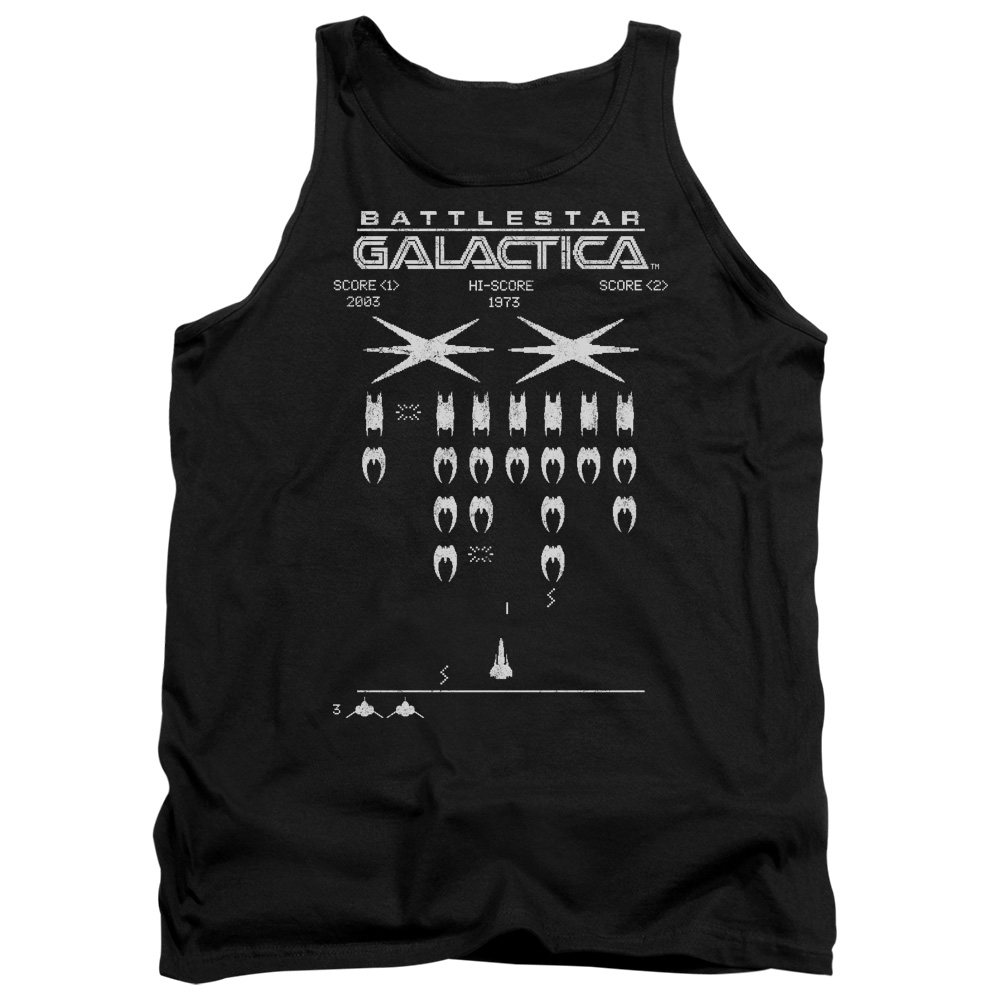 BSG & Galactic Invaders Adult Cotton Tank Top, Black - Large