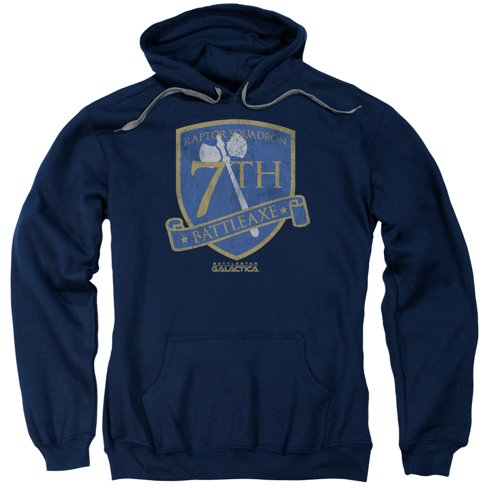 BSG281-AFTH-1 BSG & Battleaxe Badge Adult Pull-Over Hoodie, Navy - Small