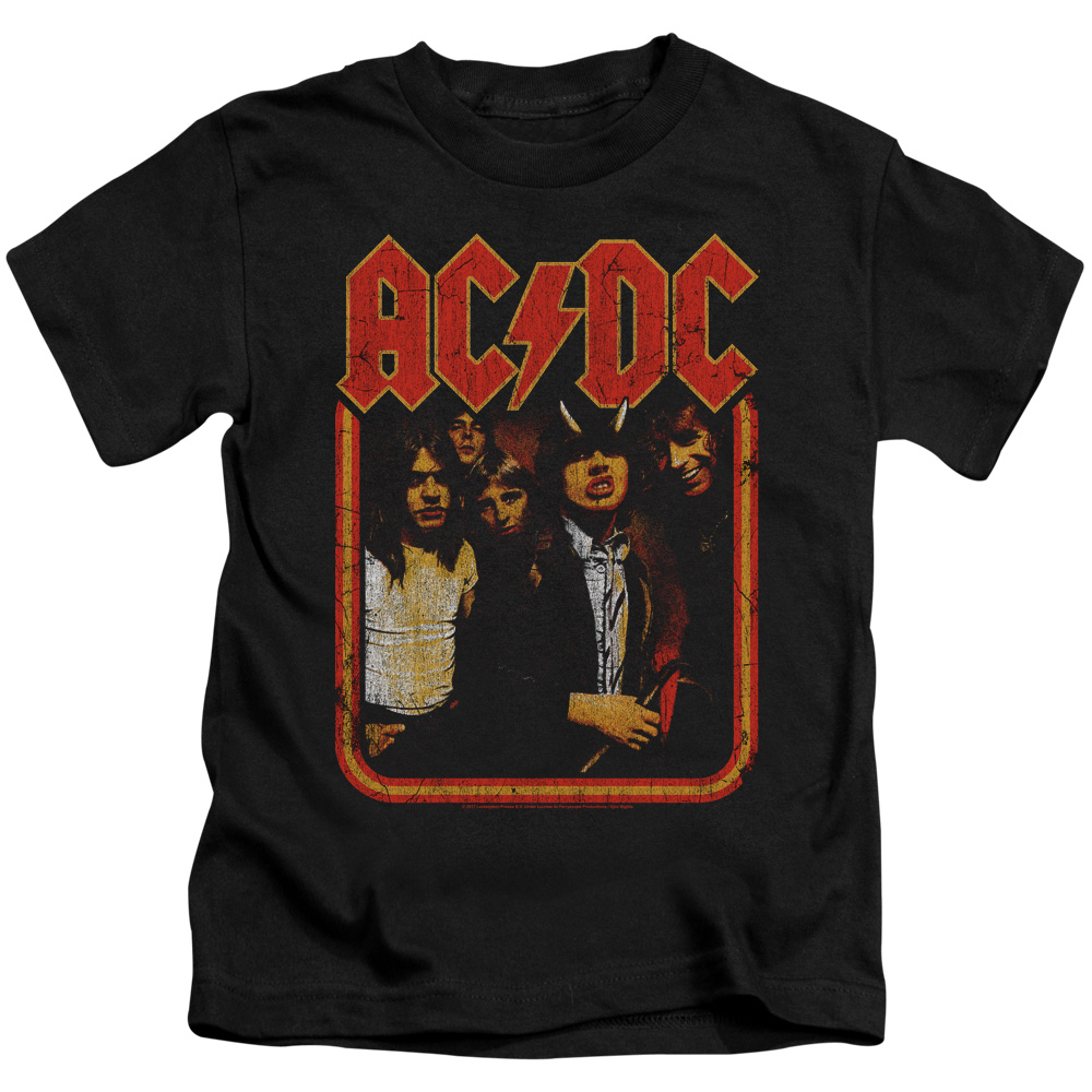 ACDC177-KT-3 ACDC & Group Distressed Short Sleeve Cotton Juvenile 18-1 T-Shirt, Black - Large - 7