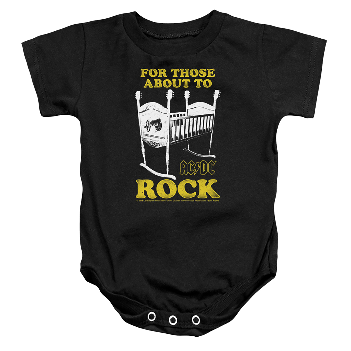 ACDC190-SS-2 ACDC & Cradle Rock Infant Cotton Snapsuit, Black - Medium - 12 Months