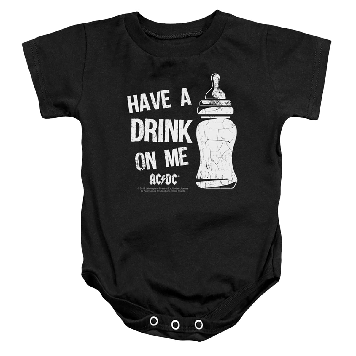 ACDC192-SS-4 ACDC & Drink on Me Infant Cotton Snapsuit, Black - Extra Large - 24 Months