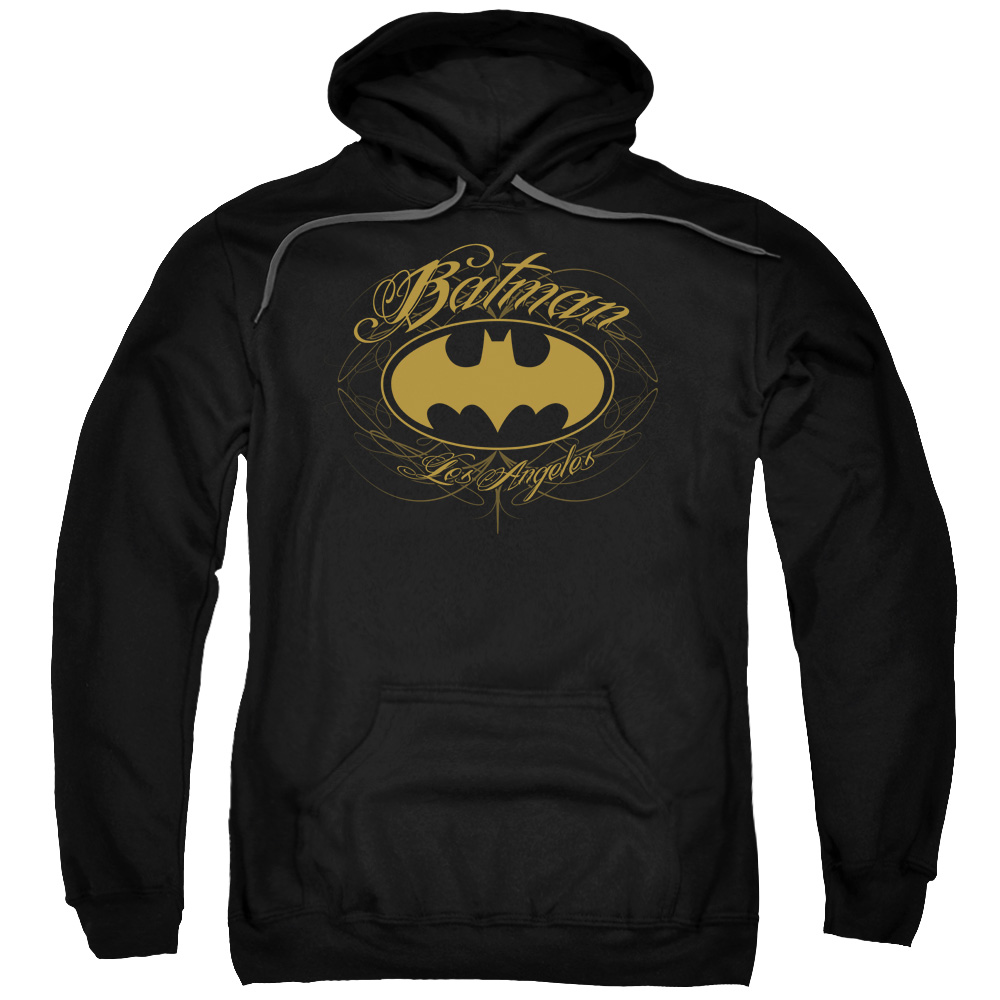 Batman & Batman La Adult Pull-Over Hoodie, Black - 5X