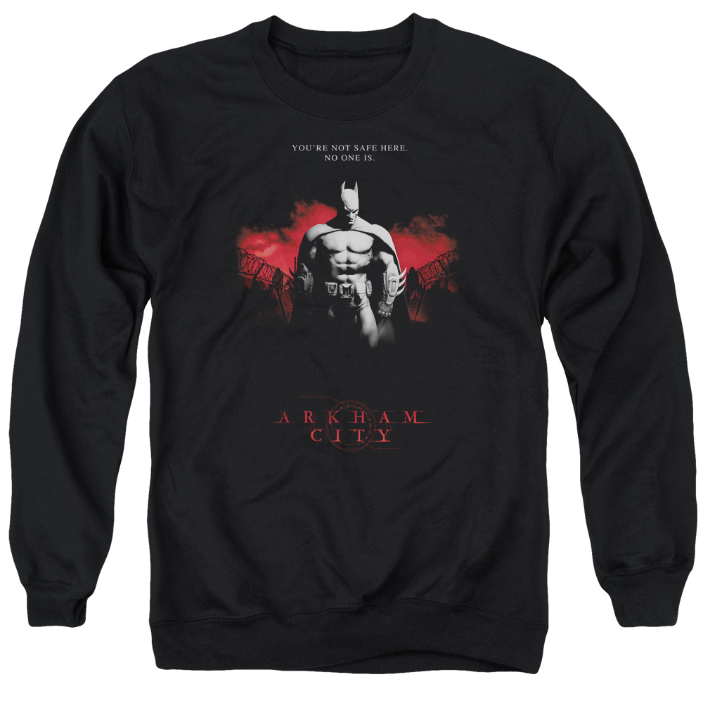 BM1980-AS-2 Arkham City & Standing Strong Long Sleeve Adult Crewneck Sweatshirt, Black - Medium