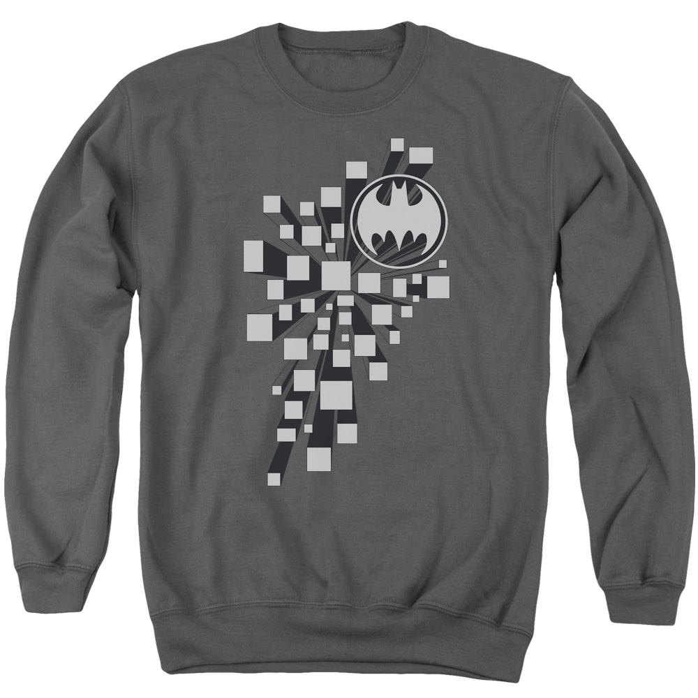 BM2029-AS-5 Batman & Gotham 3D Long Sleeve Adult Crewneck Sweatshirt, Charcoal - 2X