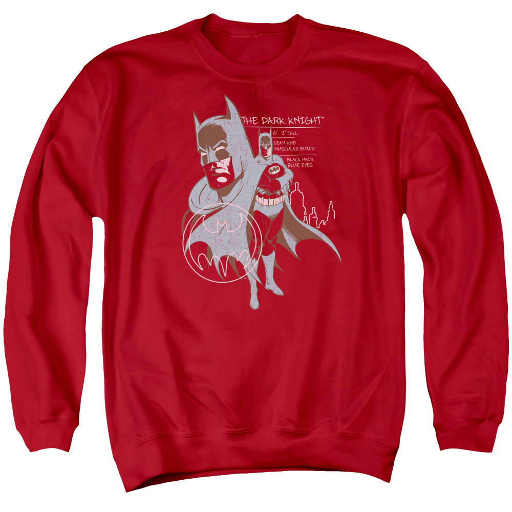 Batman & Lean & Muscular Long Sleeve Adult Crewneck Sweatshirt, Red - Large