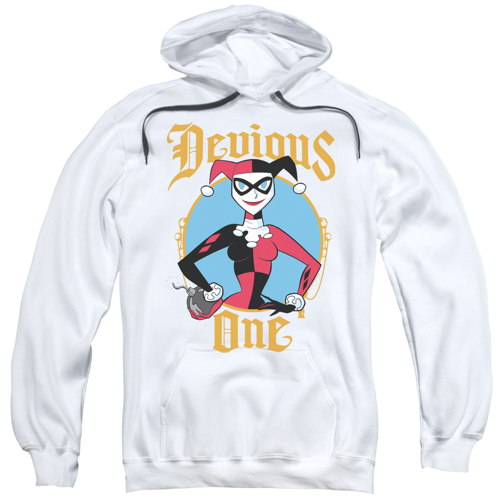 BM2886-AFTH-3 Batman & Devious One Adult Pull-Over Hoodie, White - Large