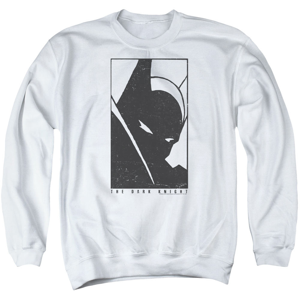 Batman & An Icon Long Sleeve Adult Crewneck Sweatshirt, White - Small