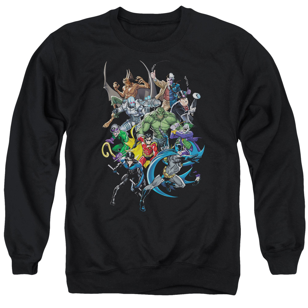 BM1920-AS-6 Batman & Saints & Psychos Long Sleeve Adult Crewneck Sweatshirt, Black - 3X