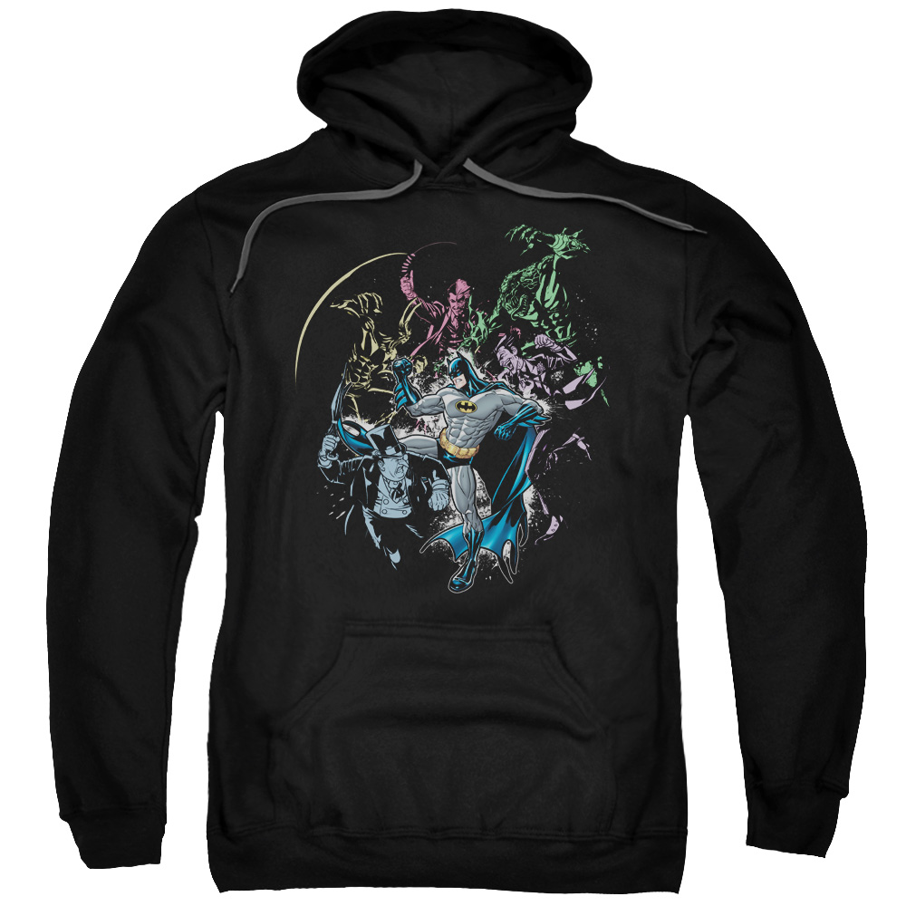 Batman & Surrounded Adult Pull-Over Hoodie, Black - 4X
