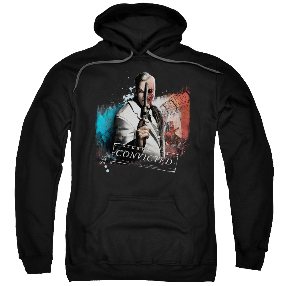 BM2004-AFTH-7 Arkham City & Two Face Adult Pull-Over Hoodie, Black - 4X -  Trevco