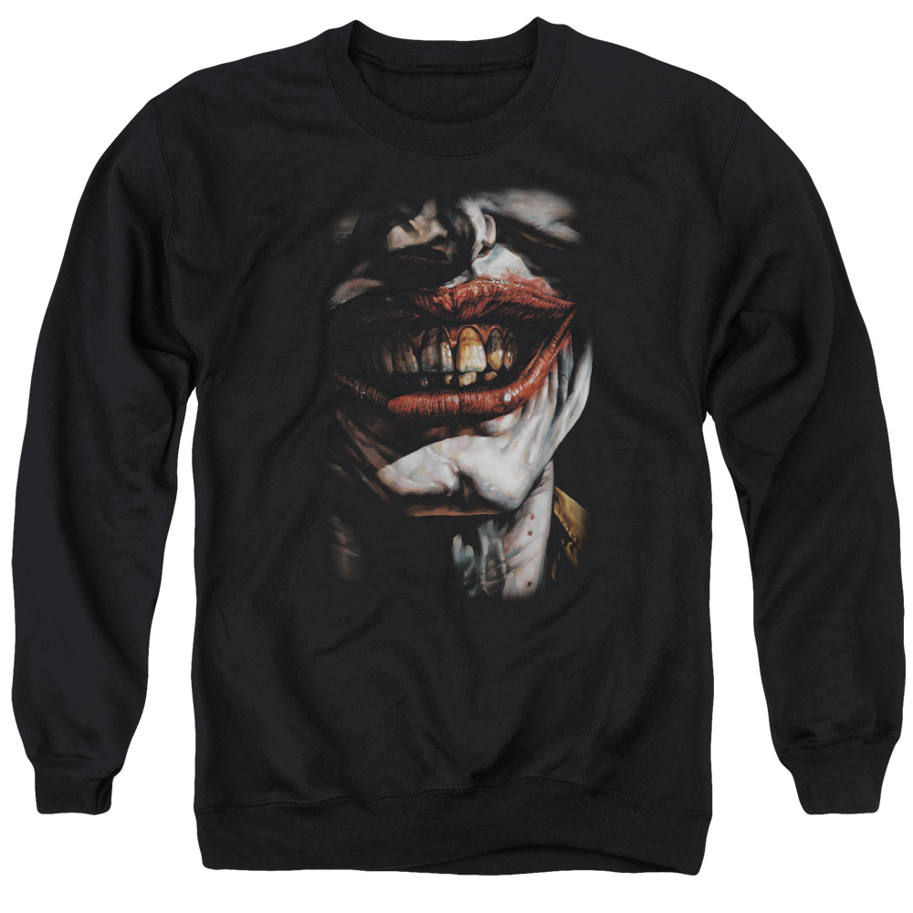 BM2014-AS-3 Batman & Smile of Evil Long Sleeve Adult Crewneck Sweatshirt, Black - Large