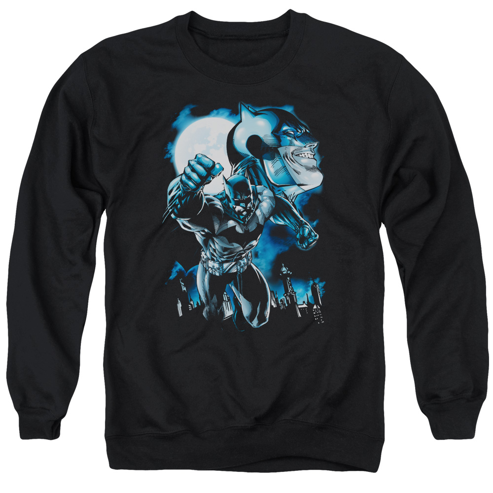 Batman & Moonlight Bat Long Sleeve Adult Crewneck Sweatshirt, Black - 3X
