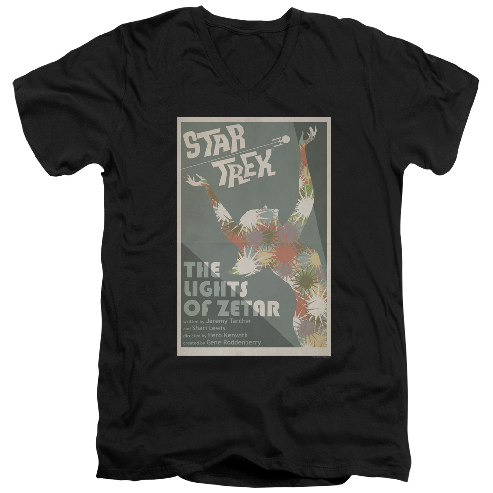 CBS2010B-AV-4 Star Trek & Tos Episode 73 Short Sleeve Cotton Adult Slim Fit V-Neck 30-1 T-Shirt, Black - Extra Large