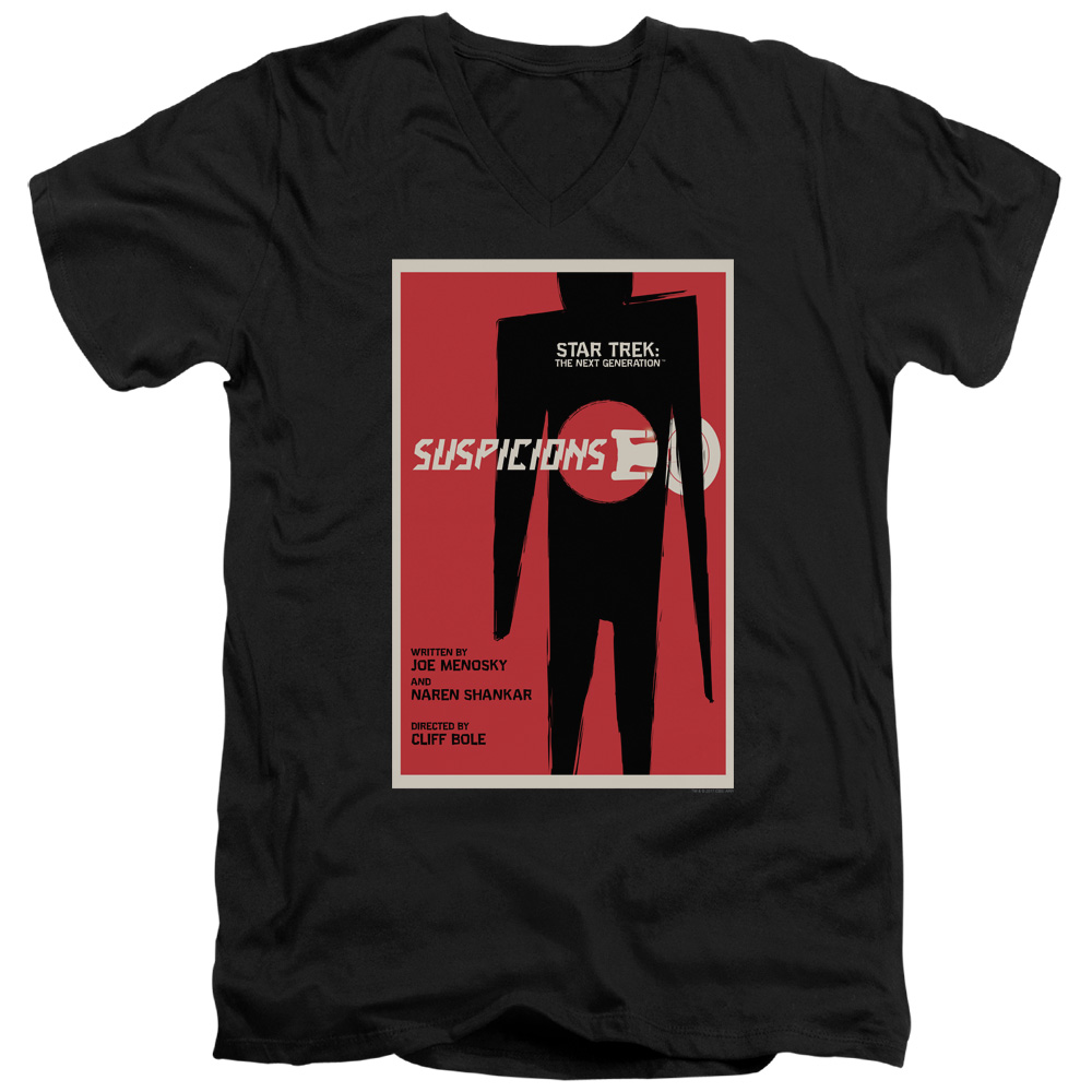 CBS2163B-AV-4 Star Trek & TNG Season 6 Episode 22 Short Sleeve Cotton Adult Slim Fit V-Neck 30-1 T-Shirt, Black - Extra Large