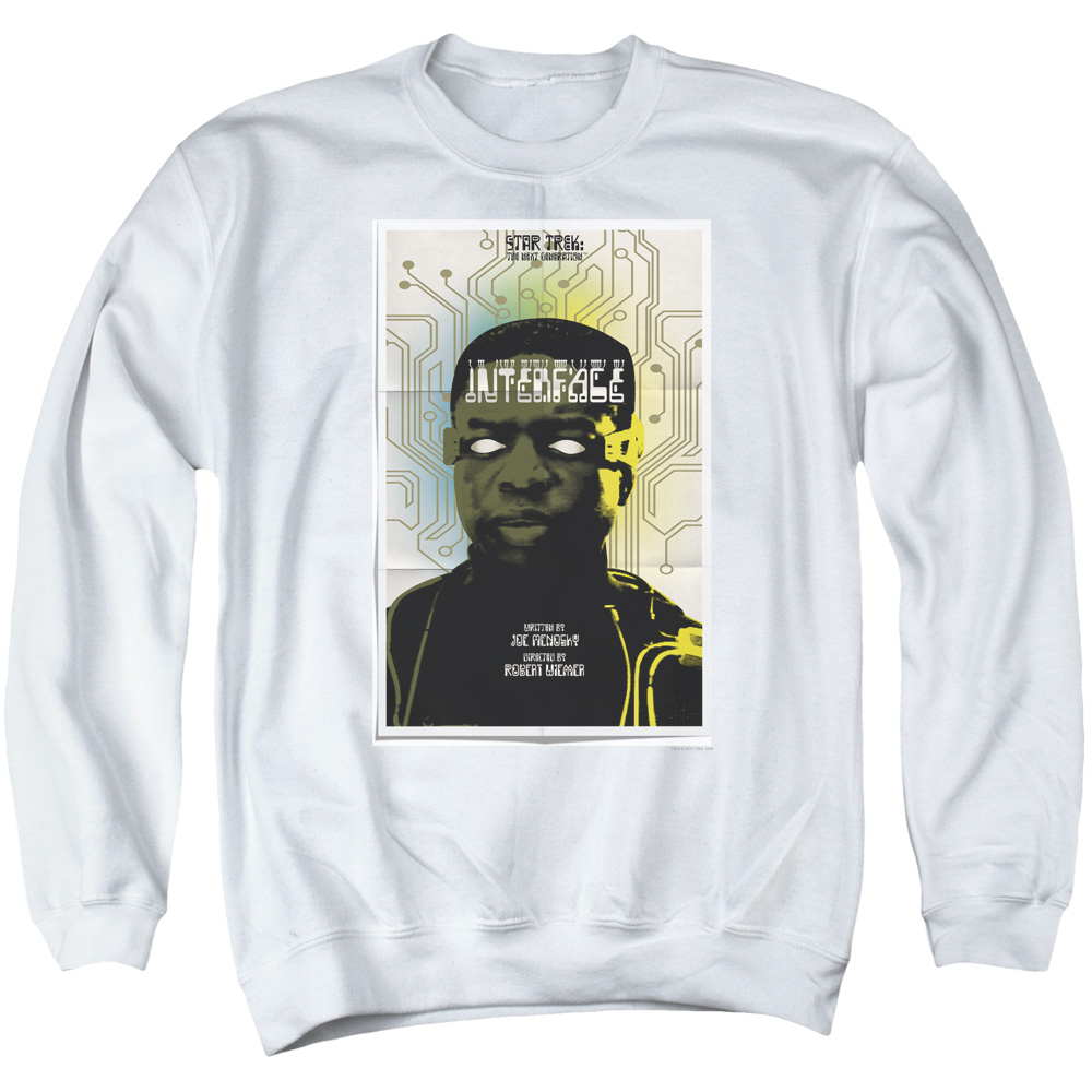 Star Trek & TNG Season 7 Episode 3 Long Sleeve Adult Crewneck Sweatshirt, White - 2X