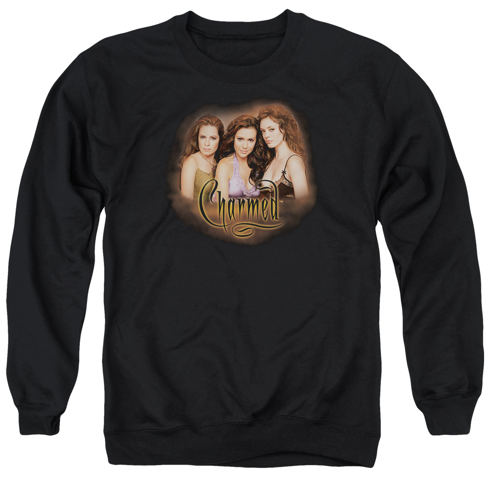 Charmed & Smokin Long Sleeve Adult Crewneck Sweatshirt, Black - Small