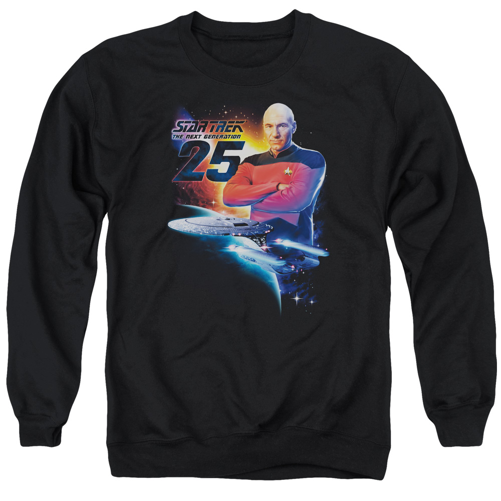 Star Trek & TNG 25 Long Sleeve Adult Crewneck Sweatshirt, Black - Extra Large