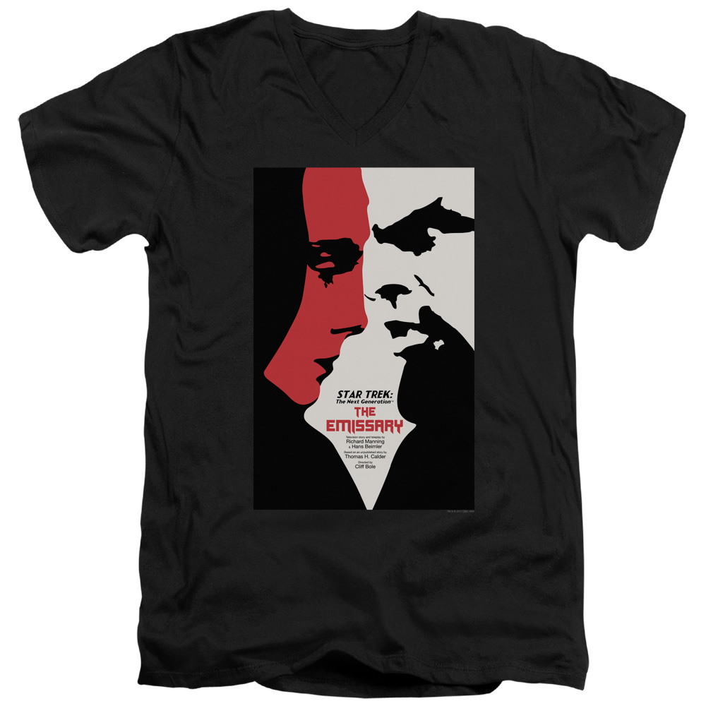 CBS2062B-AV-4 Star Trek & TNG Season 2 Episode 20 Short Sleeve Cotton Adult Slim Fit V-Neck 30-1 T-Shirt, Black - Extra Large