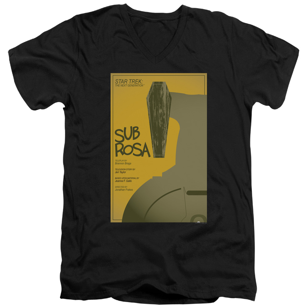 CBS2181B-AV-4 Star Trek & TNG Season 7 Episode 14 Short Sleeve Cotton Adult Slim Fit V-Neck 30-1 T-Shirt, Black - Extra Large