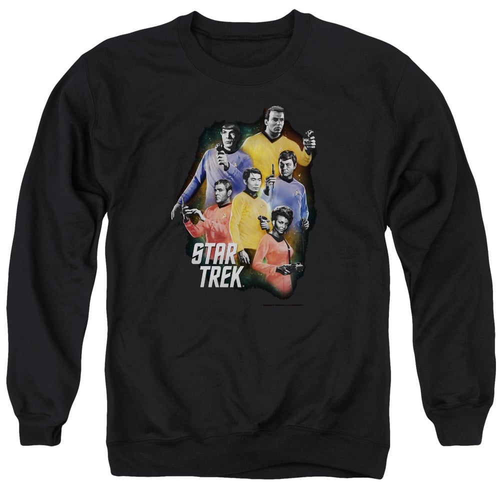 Star Trek & Galaxy Glow Long Sleeve Adult Crewneck Sweatshirt, Black - Large