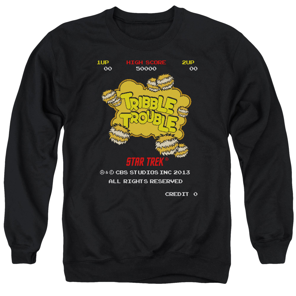 Star Trek & Tribble Trouble Long Sleeve Adult Crewneck Sweatshirt, Black - Small