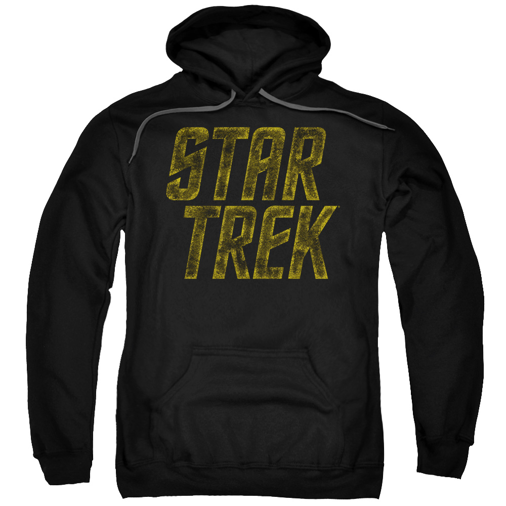 CBS1193-AFTH-7 Star Trek & Distressed Logo Adult Pull-Over Hoodie, Black - 4X -  Trevco