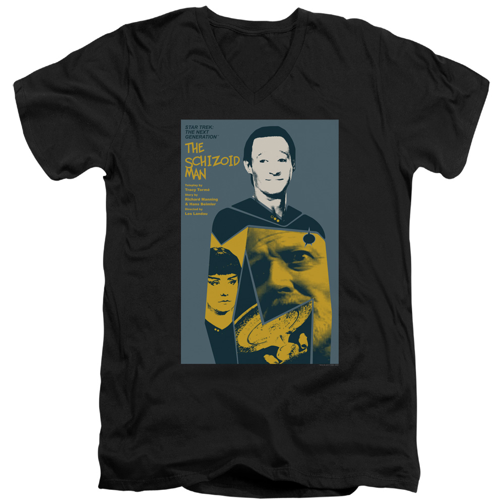 CBS2048B-AV-3 Star Trek & TNG Season 2 Episode 6 Short Sleeve Cotton Adult Slim Fit V-Neck 30-1 T-Shirt, Black - Large