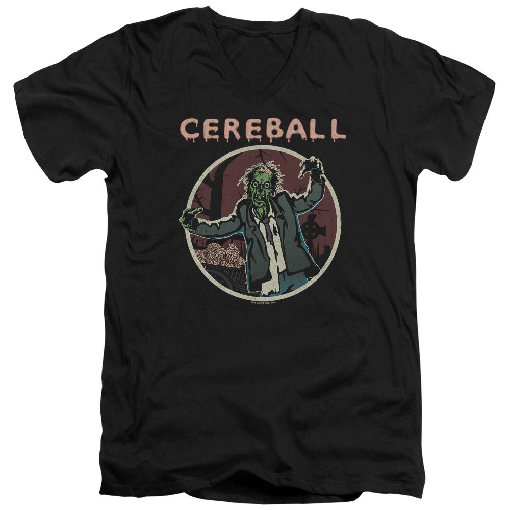 CBS2517-AV-3 Hell Fest & Cereball Short Sleeve Cotton Adult Slim Fit V-Neck 30-1 T-Shirt, Black - Large