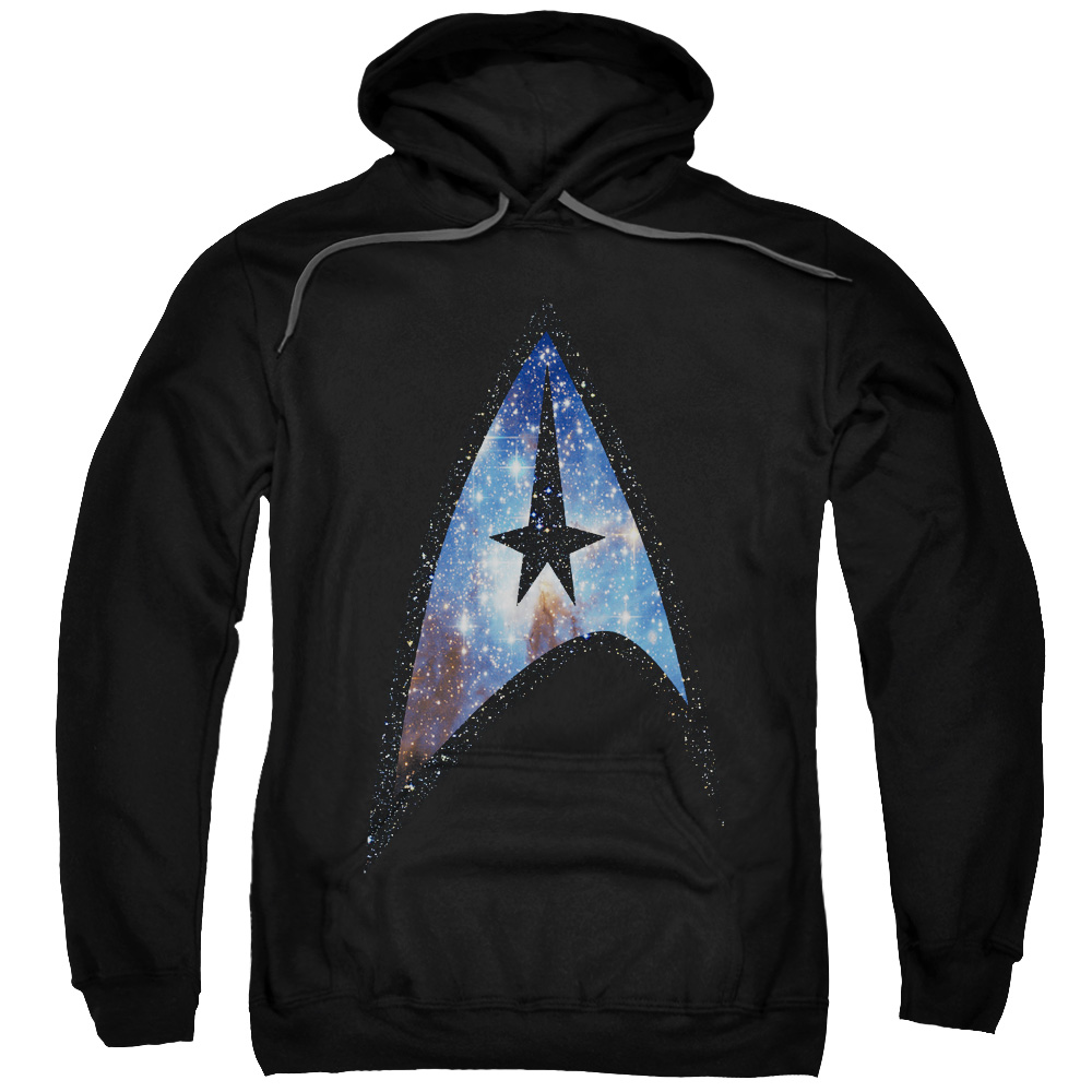 Star Trek & Galactic Shield Adult Pull-Over Hoodie, Black - 5X