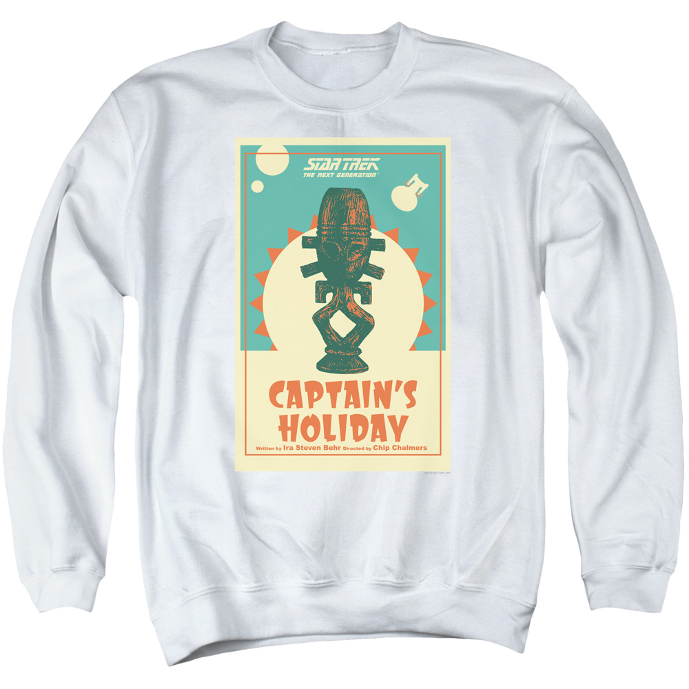 CBS2083-AS-4 Star Trek & TNG Season 3 Episode 19 Long Sleeve Adult Crewneck Sweatshirt, White - Extra Large