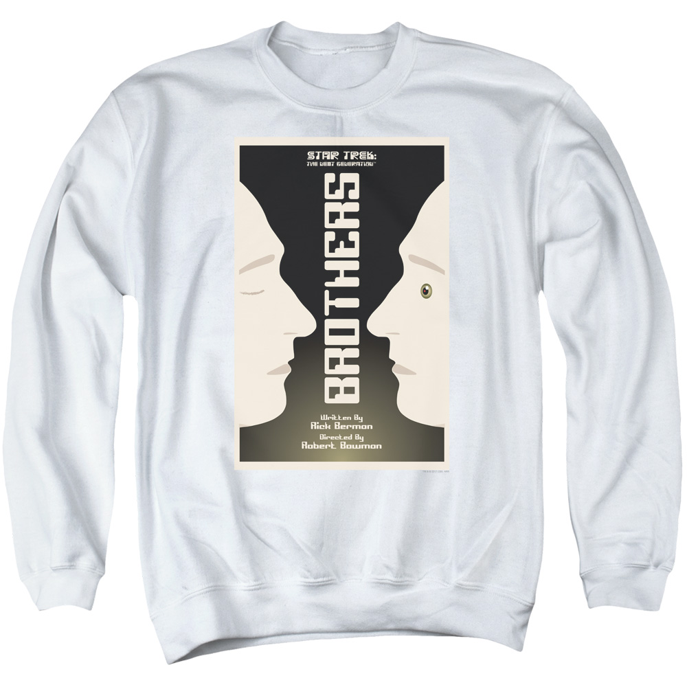 CBS2093-AS-4 Star Trek & TNG Season 4 Episode 3 Long Sleeve Adult Crewneck Sweatshirt, White - Extra Large