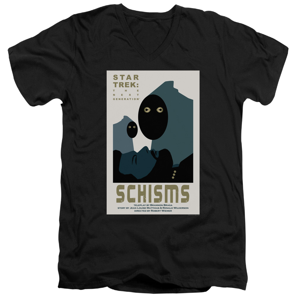 CBS2147B-AV-4 Star Trek & TNG Season 6 Episode 5 Short Sleeve Cotton Adult Slim Fit V-Neck 30-1 T-Shirt, Black - Extra Large