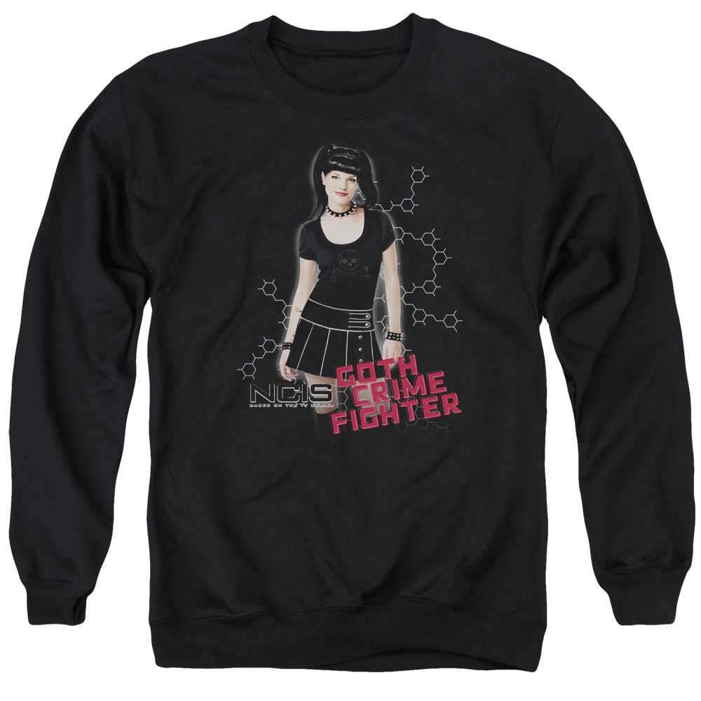 NCIS & Goth Crime Fighter Long Sleeve Adult Crewneck Sweatshirt, Black - 2X