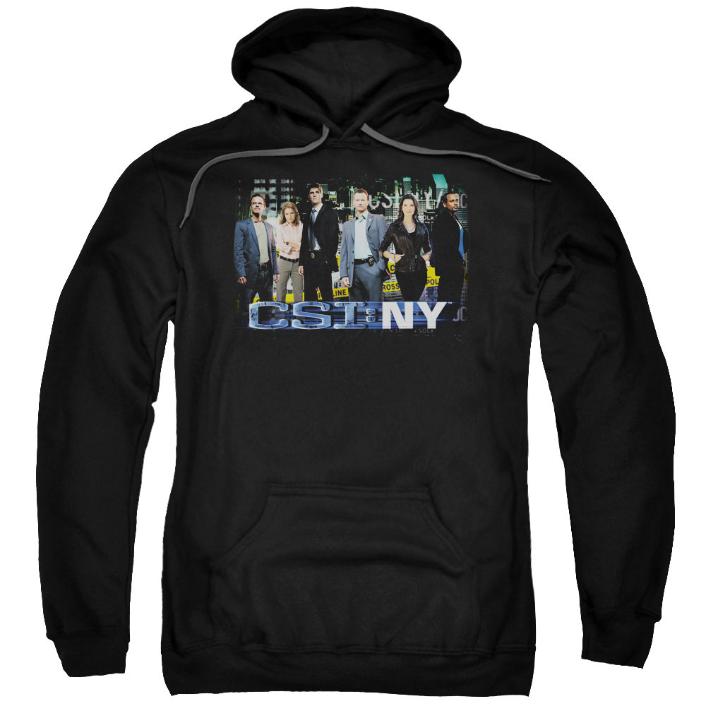 CBS985-AFTH-8 CSI NY & Cast Adult Pull-Over Hoodie, Black - 5X