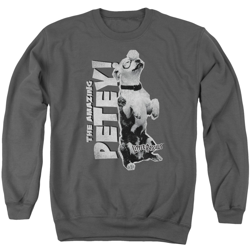 Little Rascals & Amazing Petey Long Sleeve Adult Crewneck Sweatshirt, Charcoal - Small