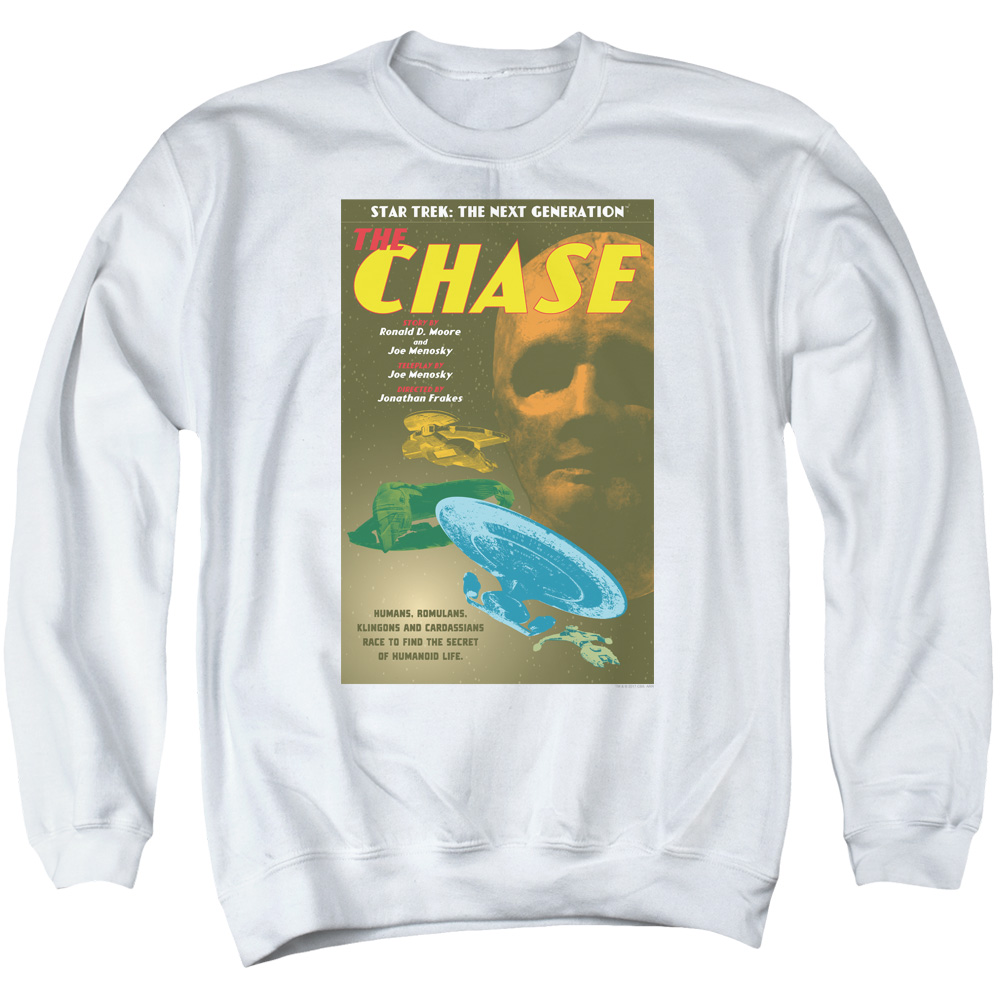 Star Trek & TNG Season 6 Episode 20 Long Sleeve Adult Crewneck Sweatshirt, White - Medium