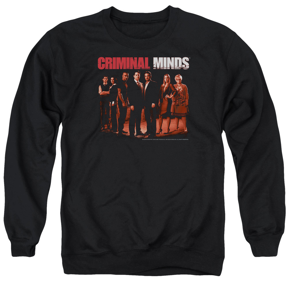 Criminal Minds & The Crew Long Sleeve Adult Crewneck Sweatshirt, Black - 2X