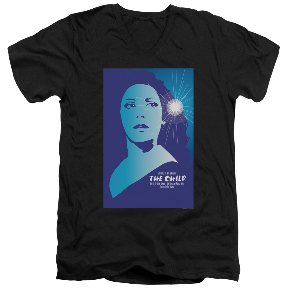 CBS2043B-AV-4 Star Trek & TNG Season 2 Episode 1 Short Sleeve Cotton Adult Slim Fit V-Neck 30-1 T-Shirt, Black - Extra Large