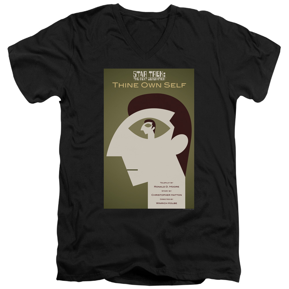 CBS2183B-AV-3 Star Trek & TNG Season 7 Episode 16 Short Sleeve Cotton Adult Slim Fit V-Neck 30-1 T-Shirt, Black - Large