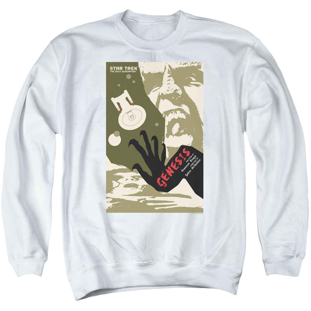 Star Trek & TNG Season 7 Episode 19 Long Sleeve Adult Crewneck Sweatshirt, White - 2X