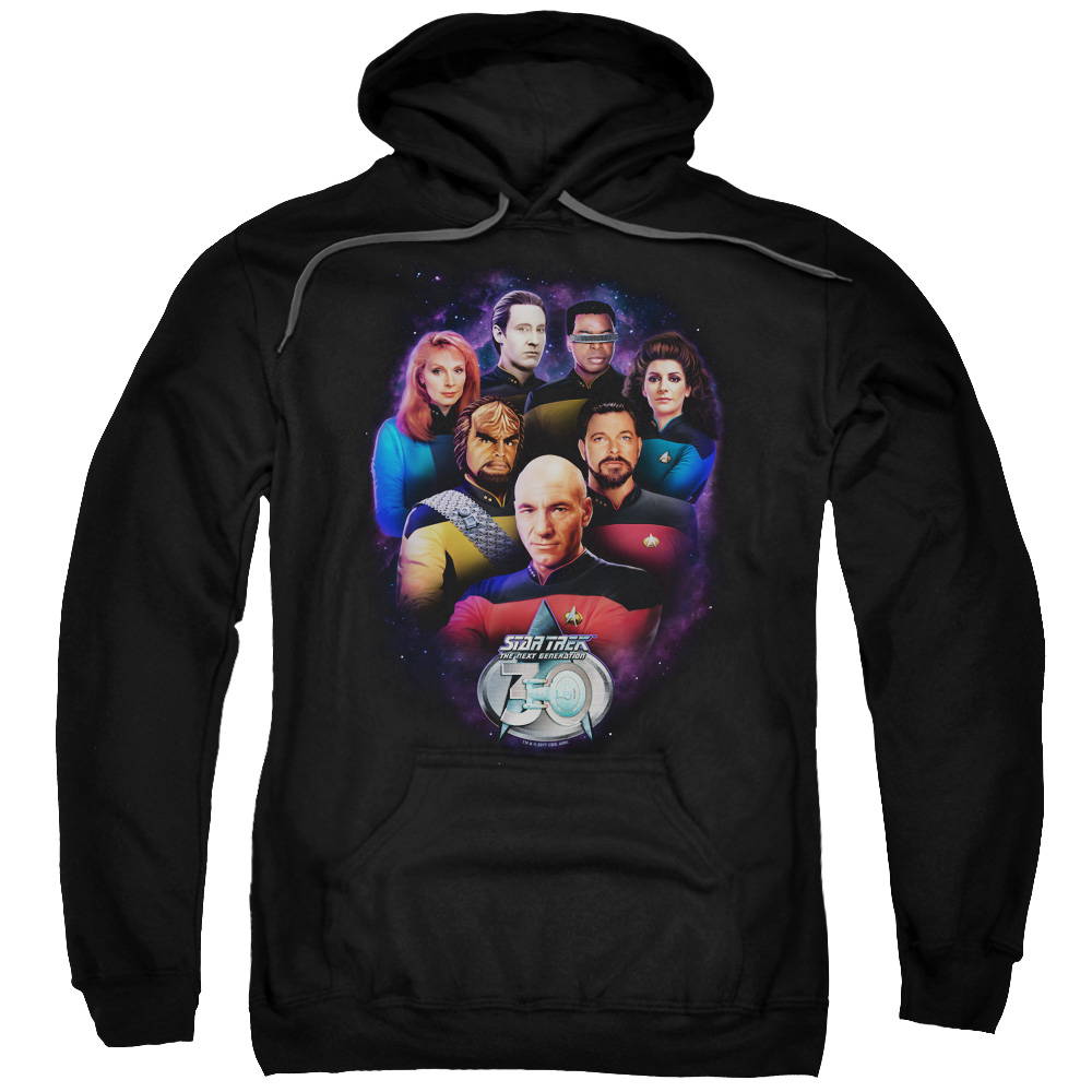 CBS2247-AFTH-7 Star Trek & Crew 30 Adult Pull-Over Hoodie, Black - 4X -  Trevco