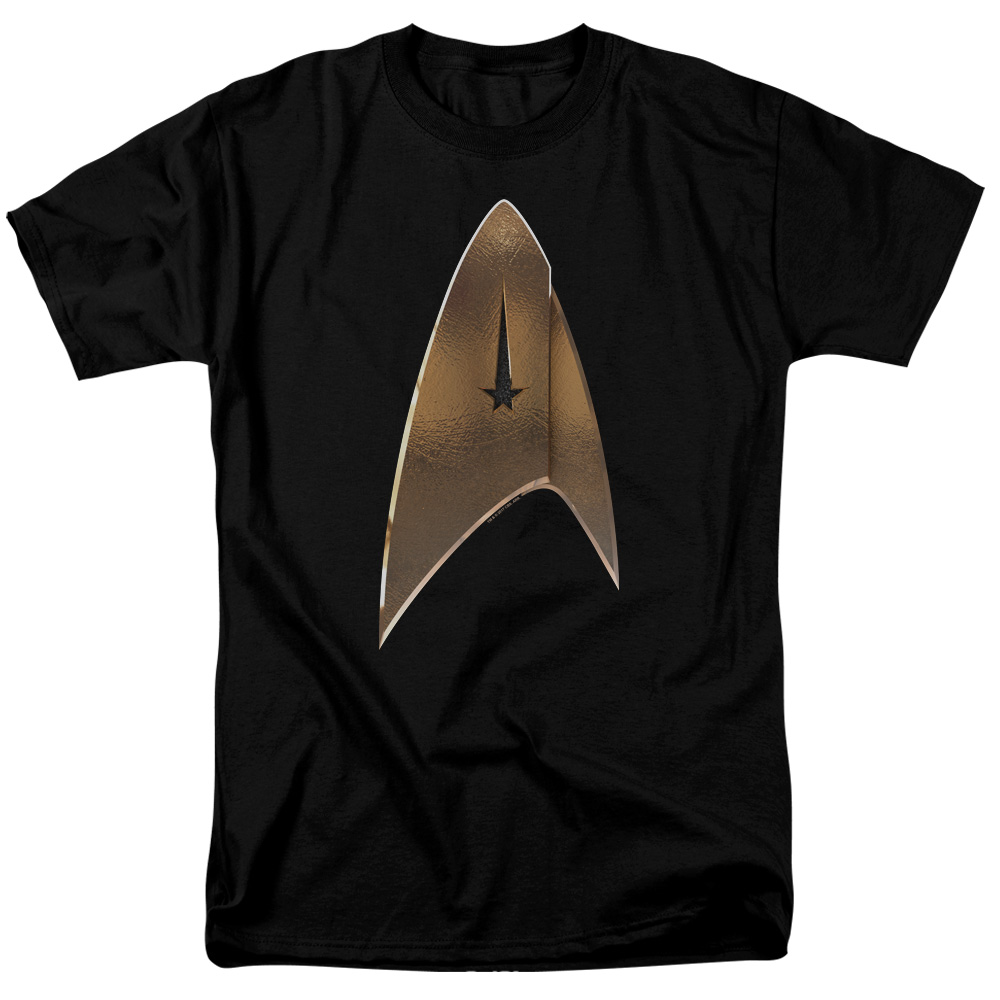 Star Trek Discovery & Command Shield Short Sleeve Cotton Adult Regular Fit 18-1 T-Shirt, Black - Extra Large