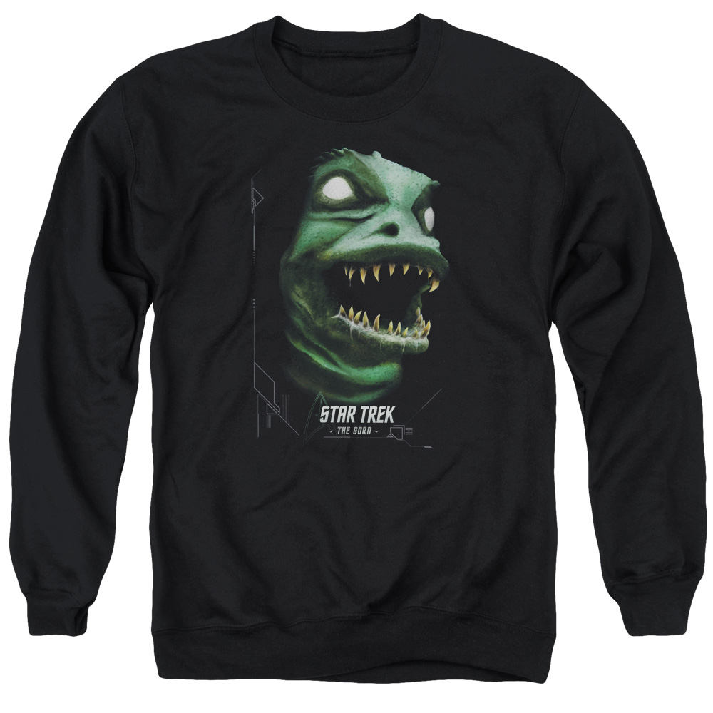 Star Trek & The Gorn Long Sleeve Adult Crewneck Sweatshirt, Black - Small